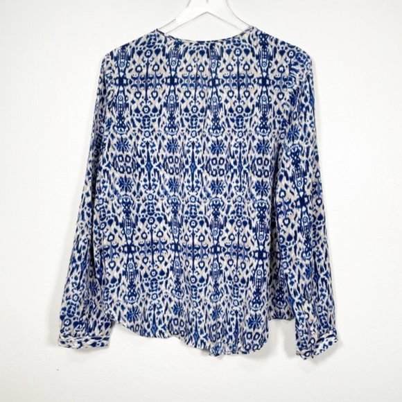 NEW Joie Ramona Blue Printed Silk Popover Blouse M - Picture 8 of 9